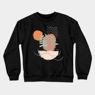 Abstract shapes lines and leaves digital design illustration Crewneck Sweatshirt